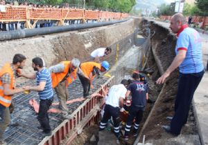 Yenişehir menfez inşaatında göçük